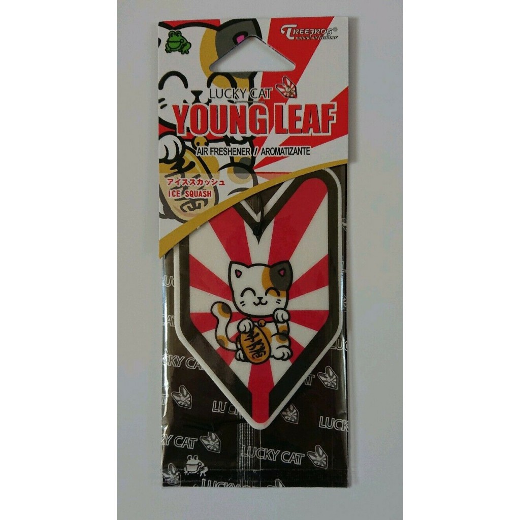 Treefrog Lucky  Cat  Young Leaf Ice Squash Cardboard Hanging 